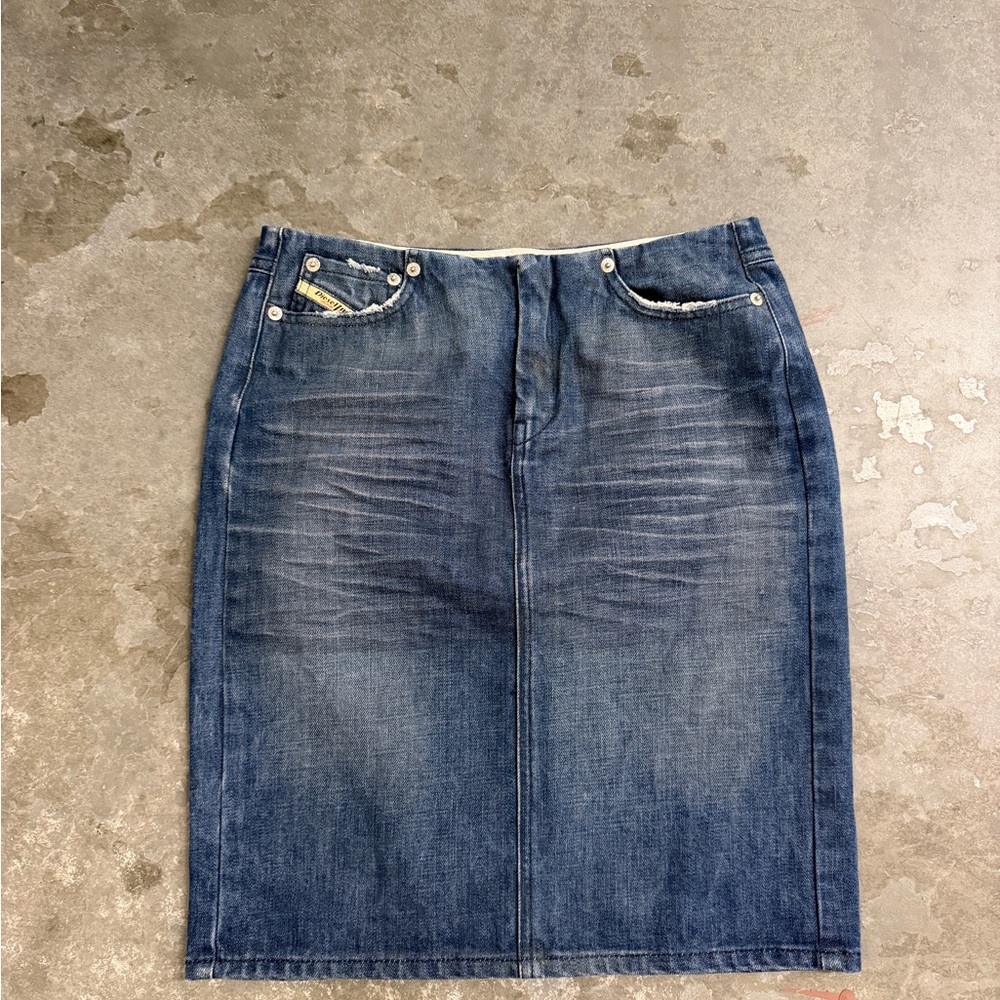 Diesel Y2k Cut Off Waist Denim Skirt Size 26